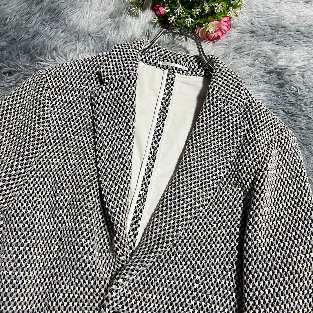 未使用　エストネーション テーラードジャケット 編み込み ニット 白紺　L