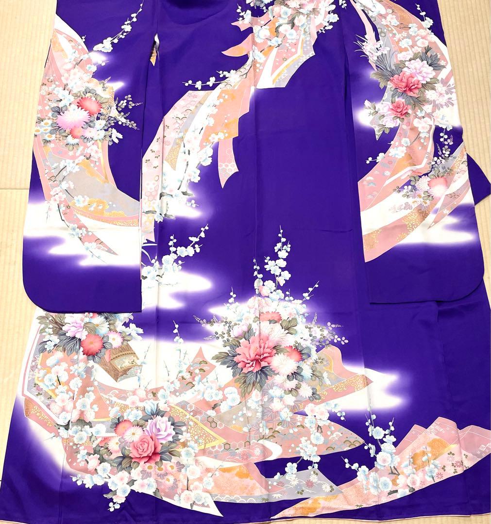 振袖 青紫 束ね熨斗