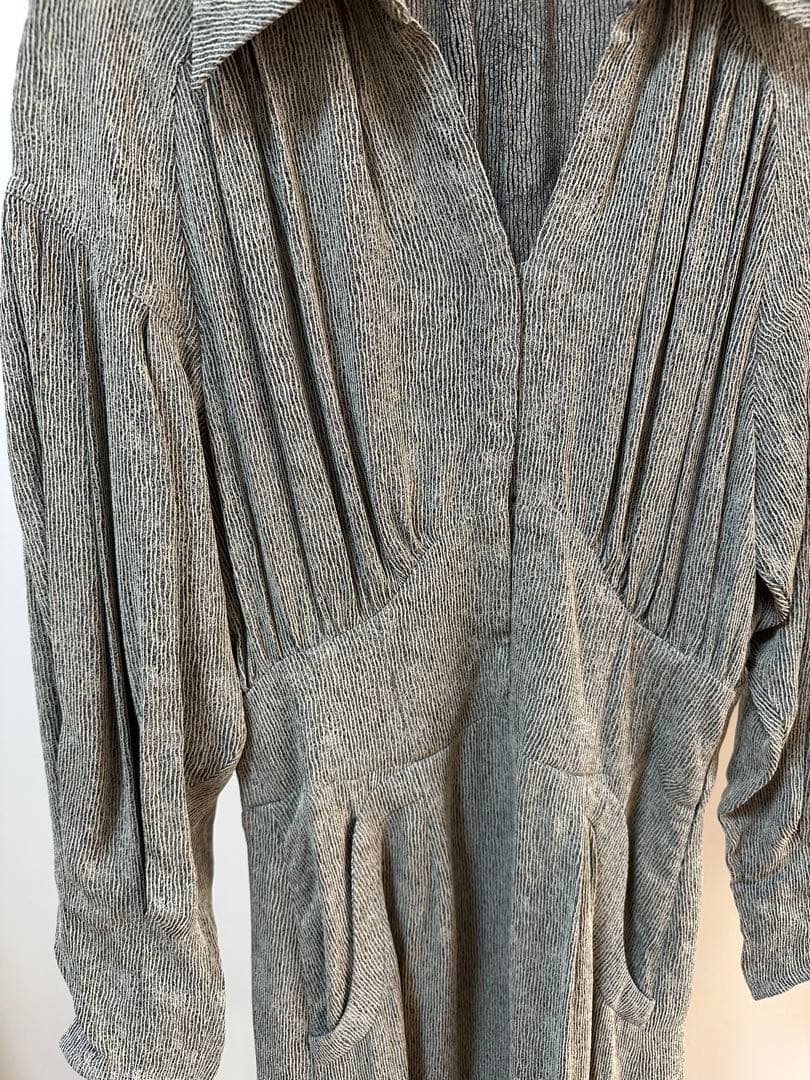 マメクロゴウチ新品紙タグ付き⭐️日本製❗️ストライプジャカードドレスワンピ