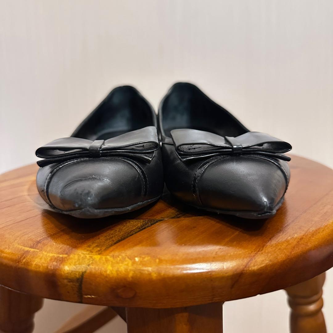 【CHANEL】リボンパンプス ブラック サイズ36½ / sh142