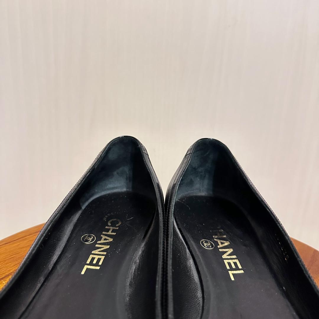 【CHANEL】リボンパンプス ブラック サイズ36½ / sh142