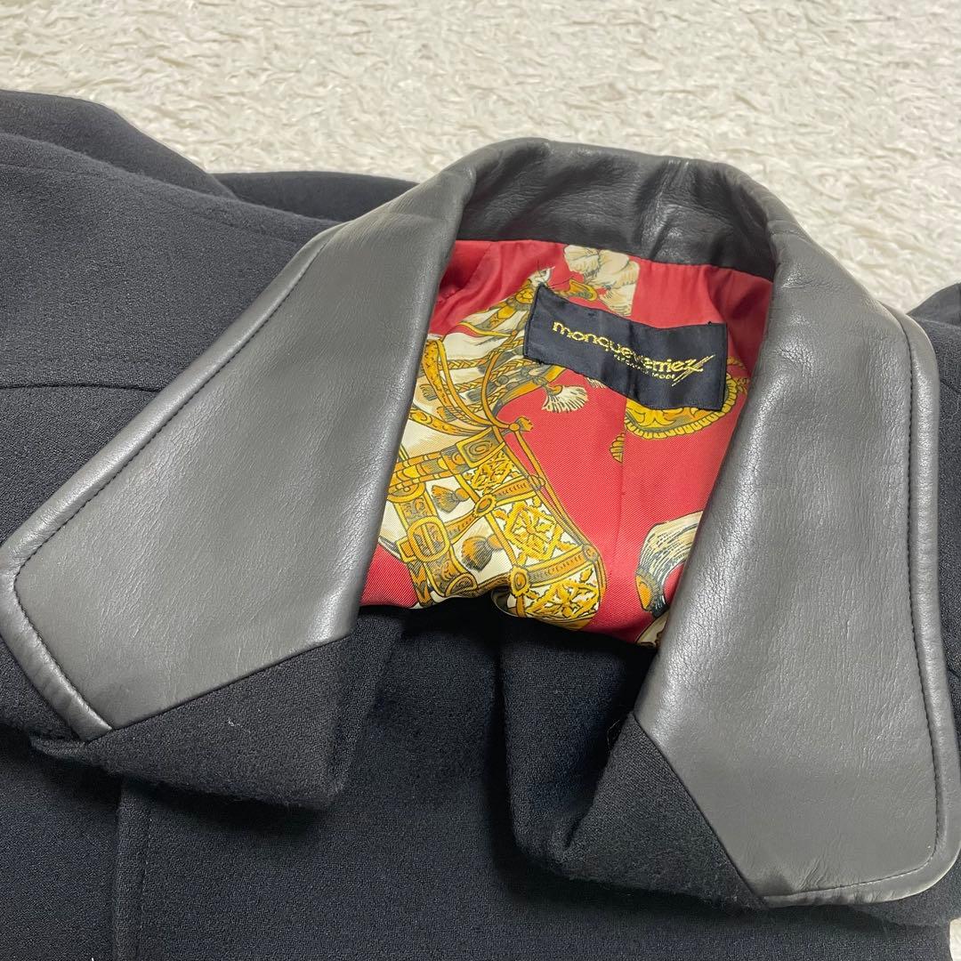 美品　激レア★チェスターコート　馬柄　総柄　総裏　ウールコート　黒　フリーサイズ