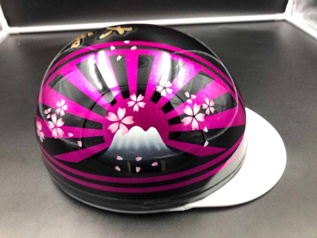 コルク半　カスタム　富士日章　三つボタン　ブラックピンクラメ　桜　文字あり