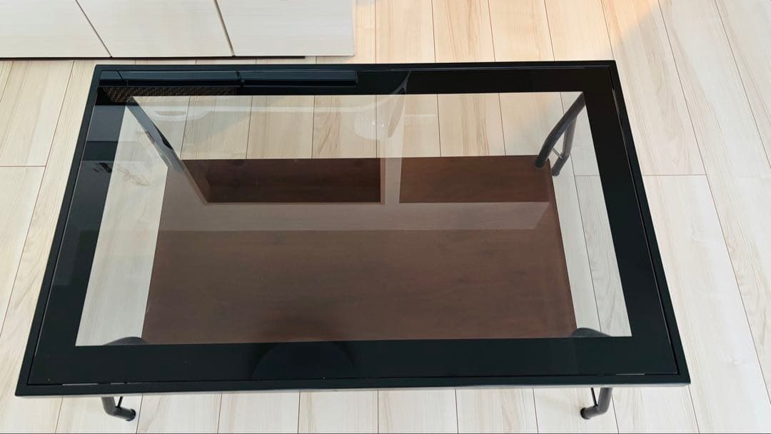 IKIKAGU ガラスセンターテーブル MRO 90cm ブラック