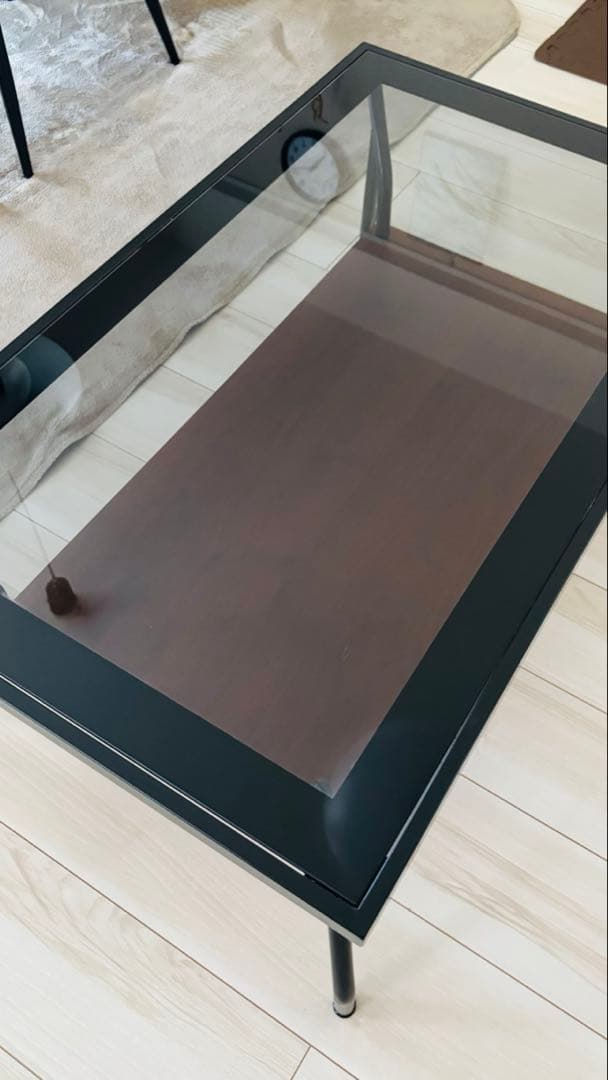 IKIKAGU ガラスセンターテーブル MRO 90cm ブラック