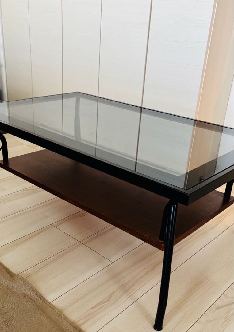 IKIKAGU ガラスセンターテーブル MRO 90cm ブラック