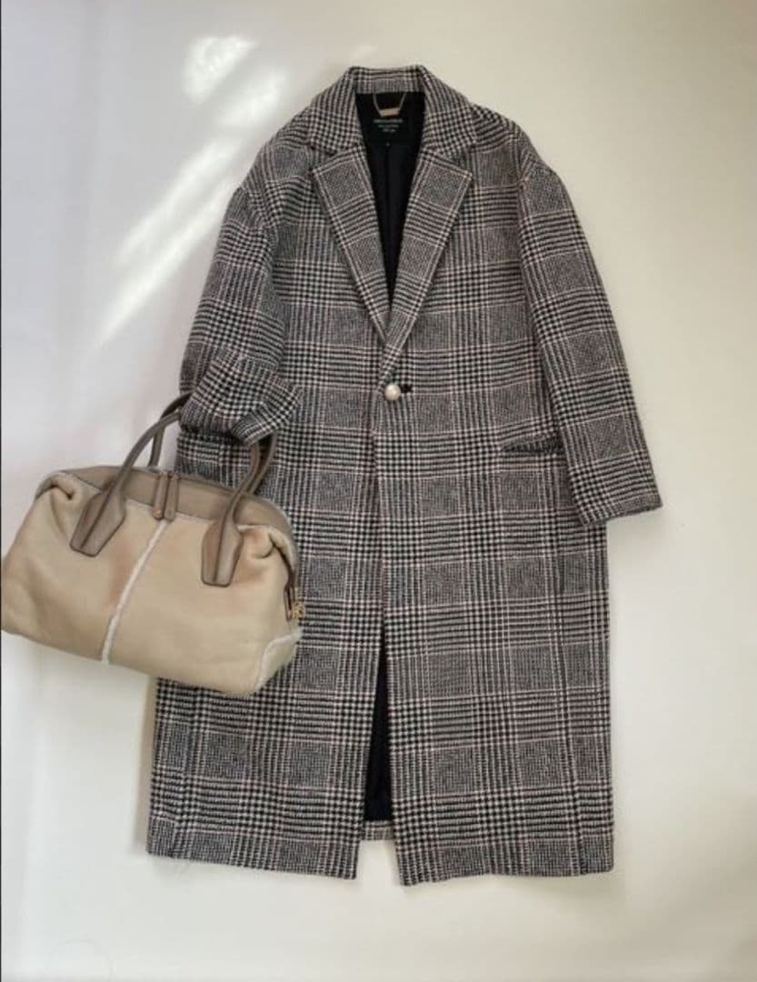 MICA＆DEAL グレンチェック柄パールボタン チェスターコート 36