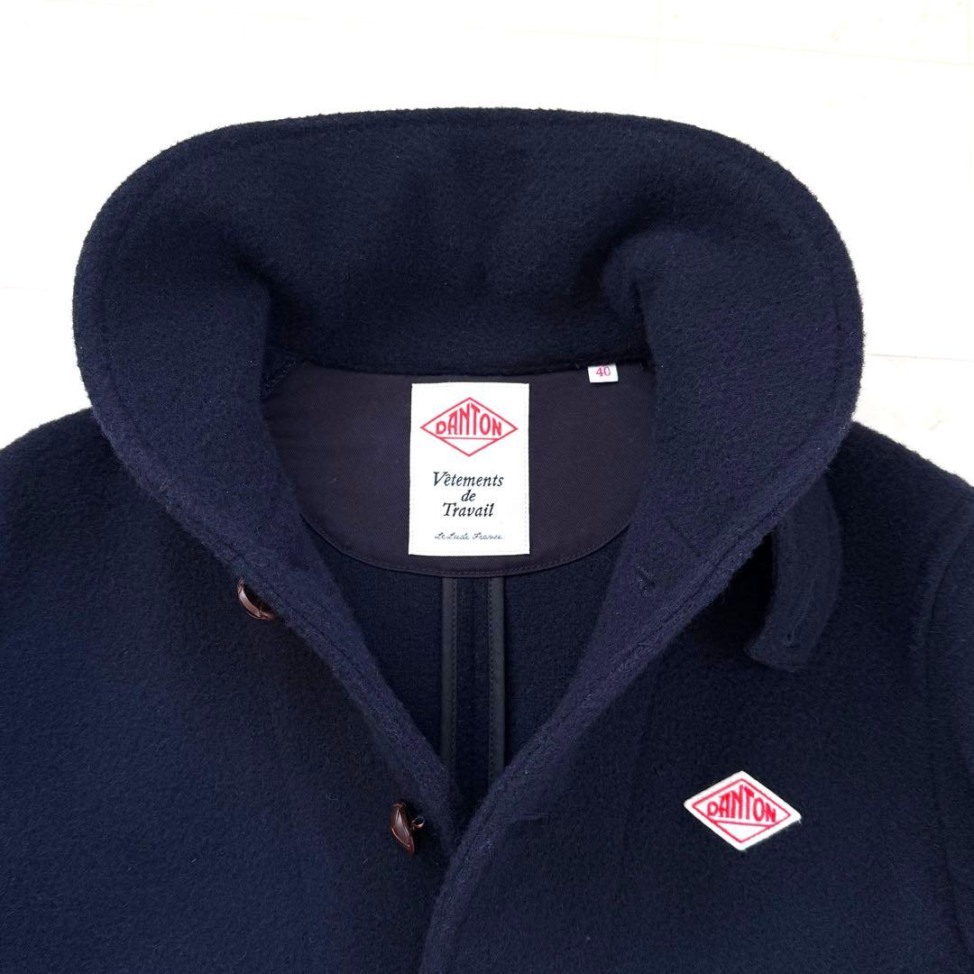 【美品】40★ダントン ウールモッサ コート ジャケット くるみボタン 紺