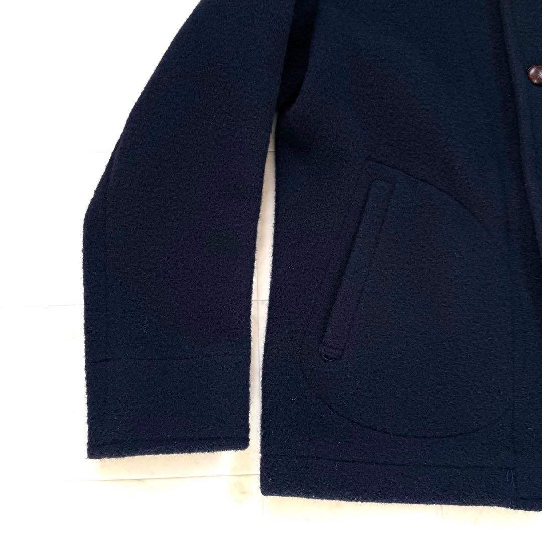 【美品】40★ダントン ウールモッサ コート ジャケット くるみボタン 紺
