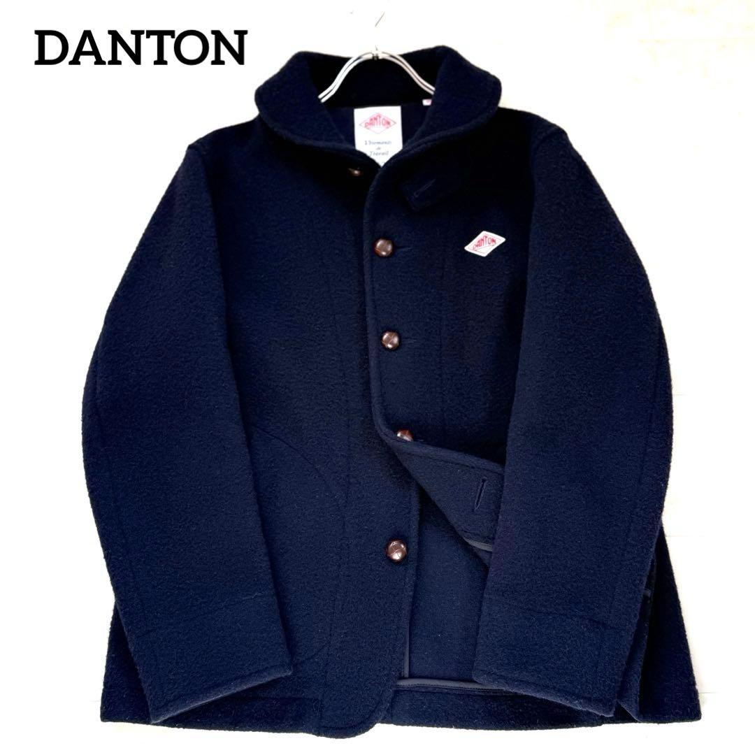 【美品】40★ダントン ウールモッサ コート ジャケット くるみボタン 紺