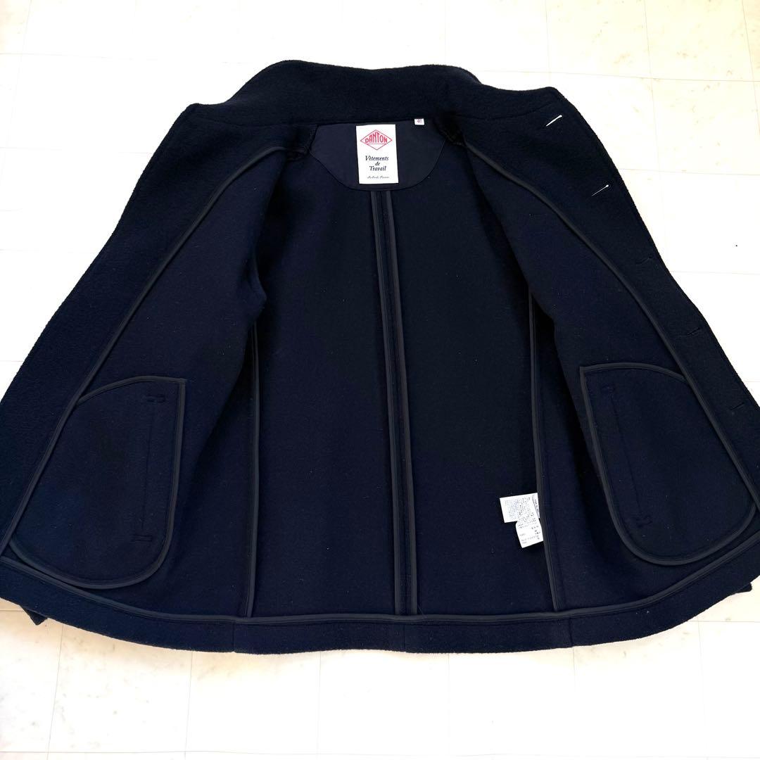 【美品】40★ダントン ウールモッサ コート ジャケット くるみボタン 紺