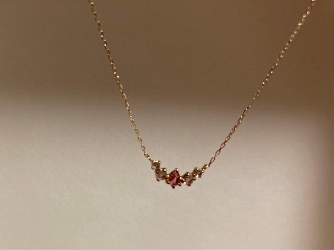 miroir K10 ラインネックレス　ピンクトルマリン、トパーズ