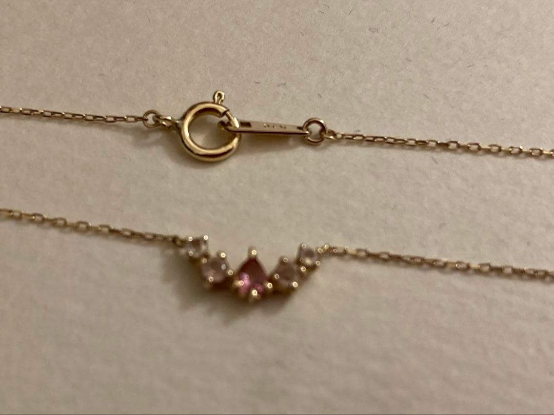miroir K10 ラインネックレス　ピンクトルマリン、トパーズ