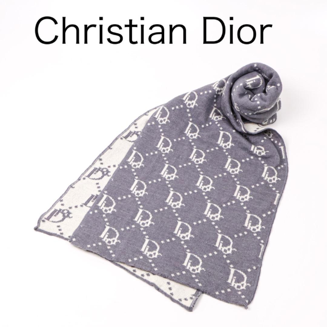 H4190-29◾️クリスチャンディオール　トロッター柄マフラー　ウール