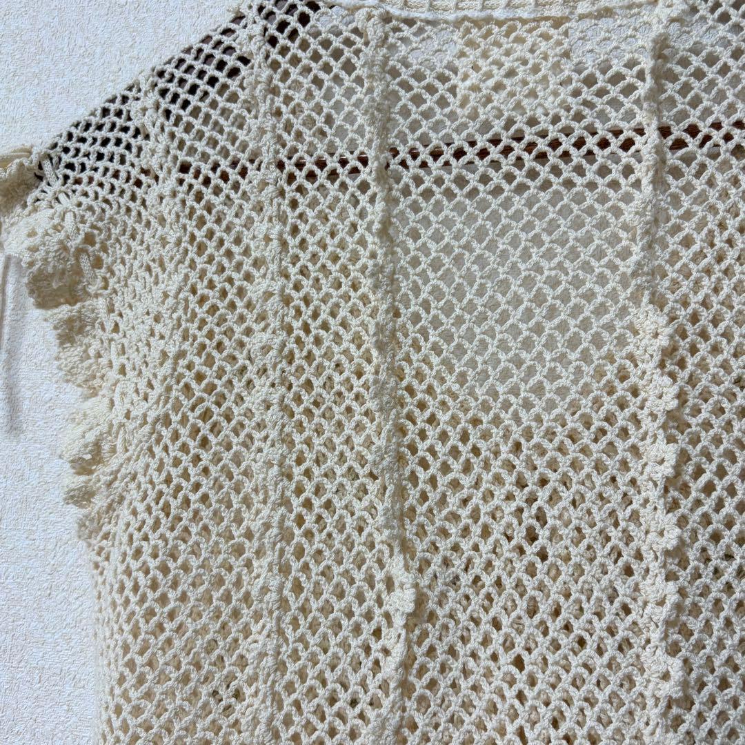 ピンクハウス　鈴蘭モチーフ　ニットベスト　クロシェ編み フリル　リボンP78