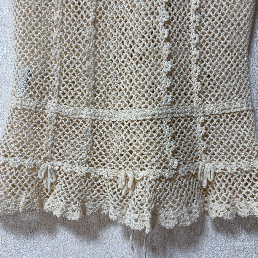 ピンクハウス　鈴蘭モチーフ　ニットベスト　クロシェ編み フリル　リボンP78