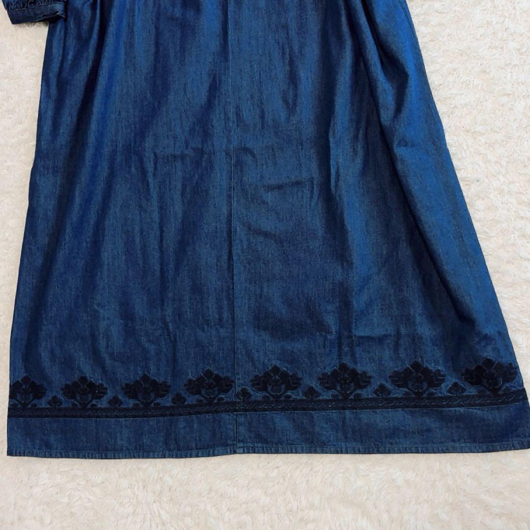 美品✨RHC ロンハーマン デニムワンピース マキシ丈 刺繍 綿 インディゴ