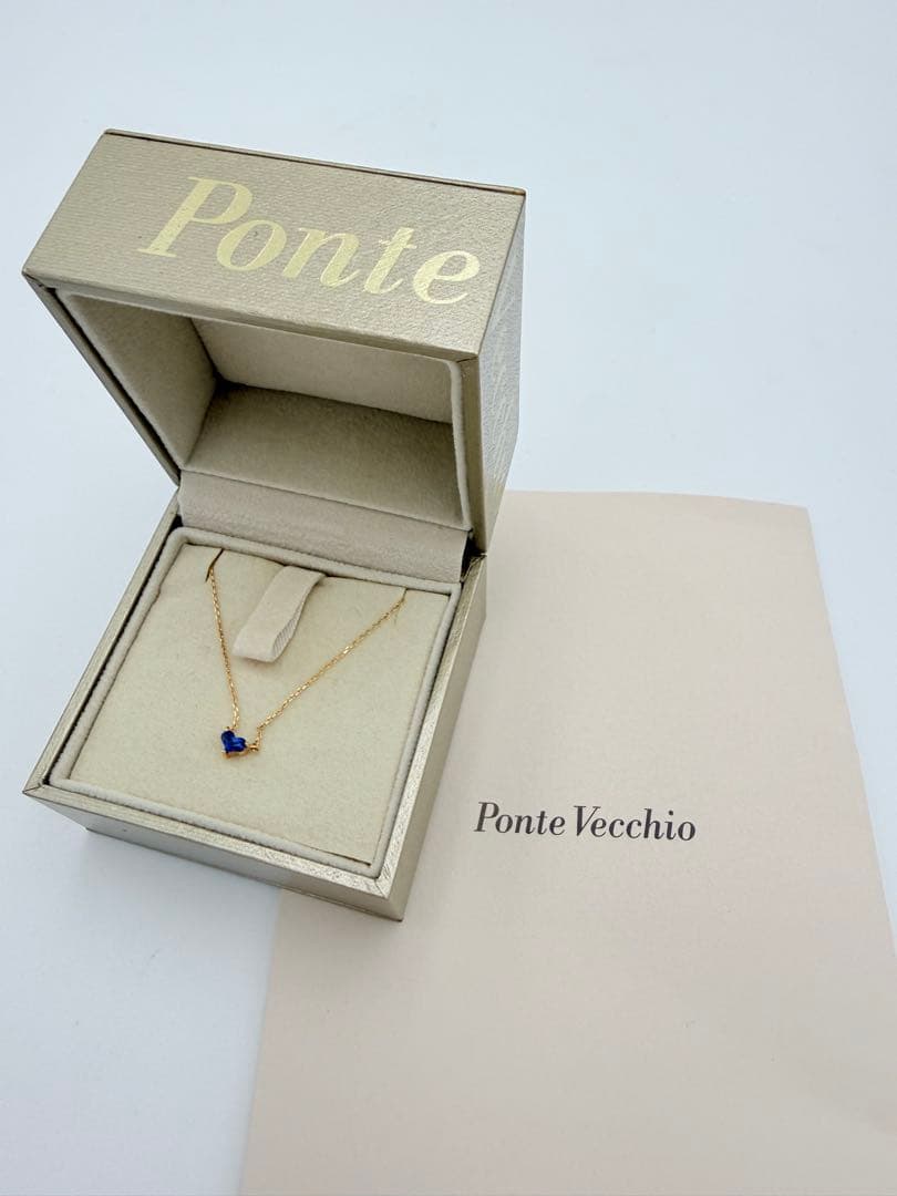 Ponte Vecchioポンテヴェキヨ ハート型サファイア K10 ネックレス