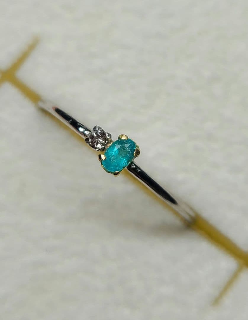 ★バターリャパライバトルマリン&アーガイルピンクダイヤモンド18金&Ptリング★