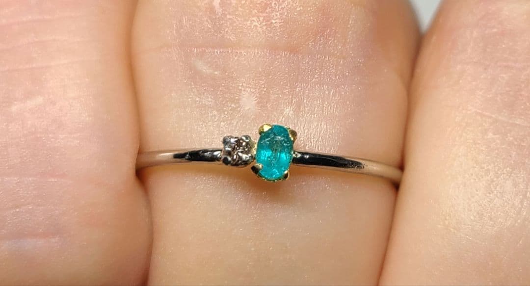 ★バターリャパライバトルマリン&アーガイルピンクダイヤモンド18金&Ptリング★