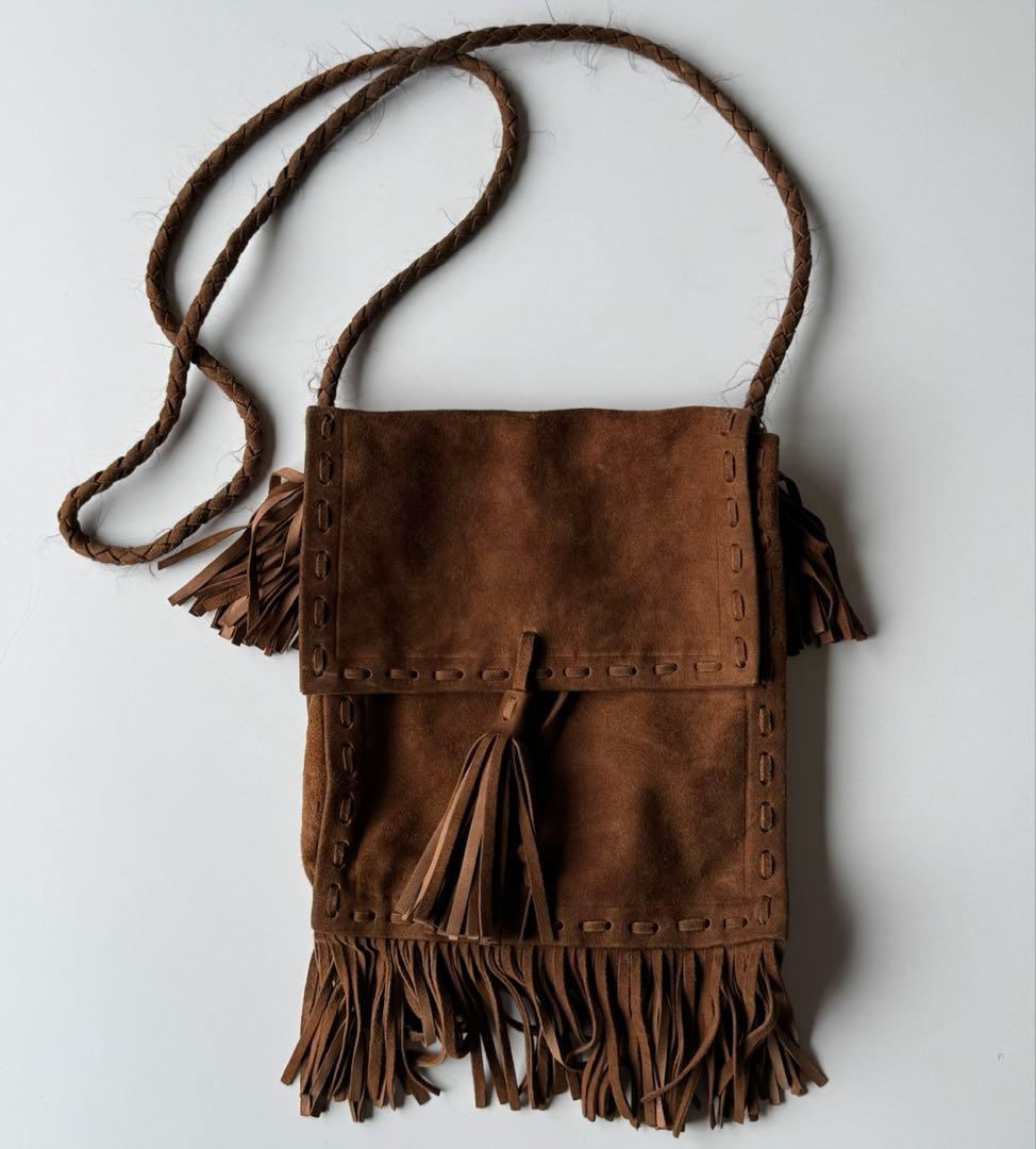 [状態良好]PRADA スエード　フリンジ　ショルダーバッグ　ヴィンテージ