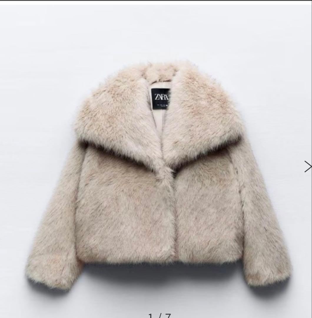ZARA フェイクファーコート ショートジャケット Lサイズ