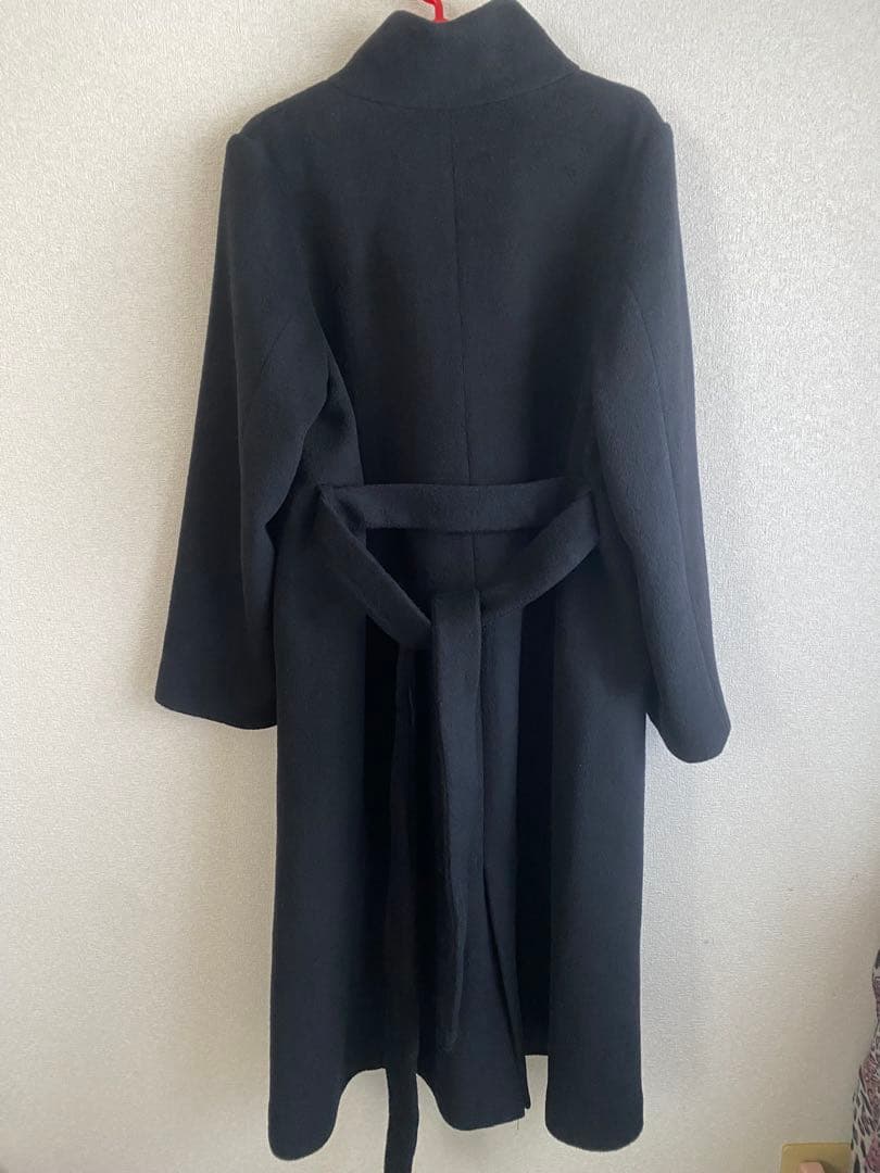 a.v.v 2way折り返しラペルグロングコートカシミヤ混 ブラック XL