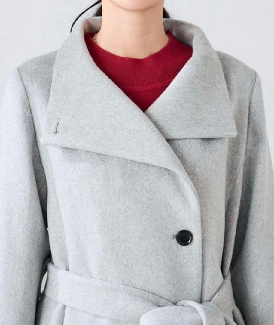 a.v.v 2way折り返しラペルグロングコートカシミヤ混 ブラック XL