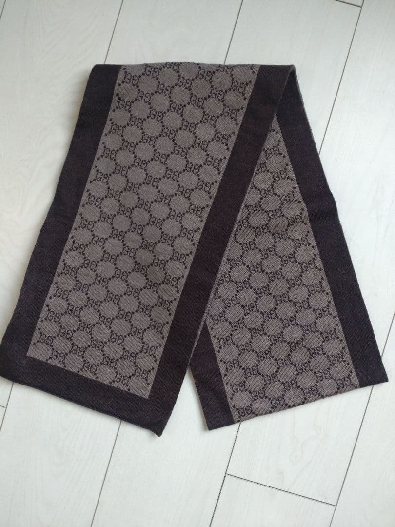 GUCCI GGパターン マフラー ブラウン・ベージュ 約180cm