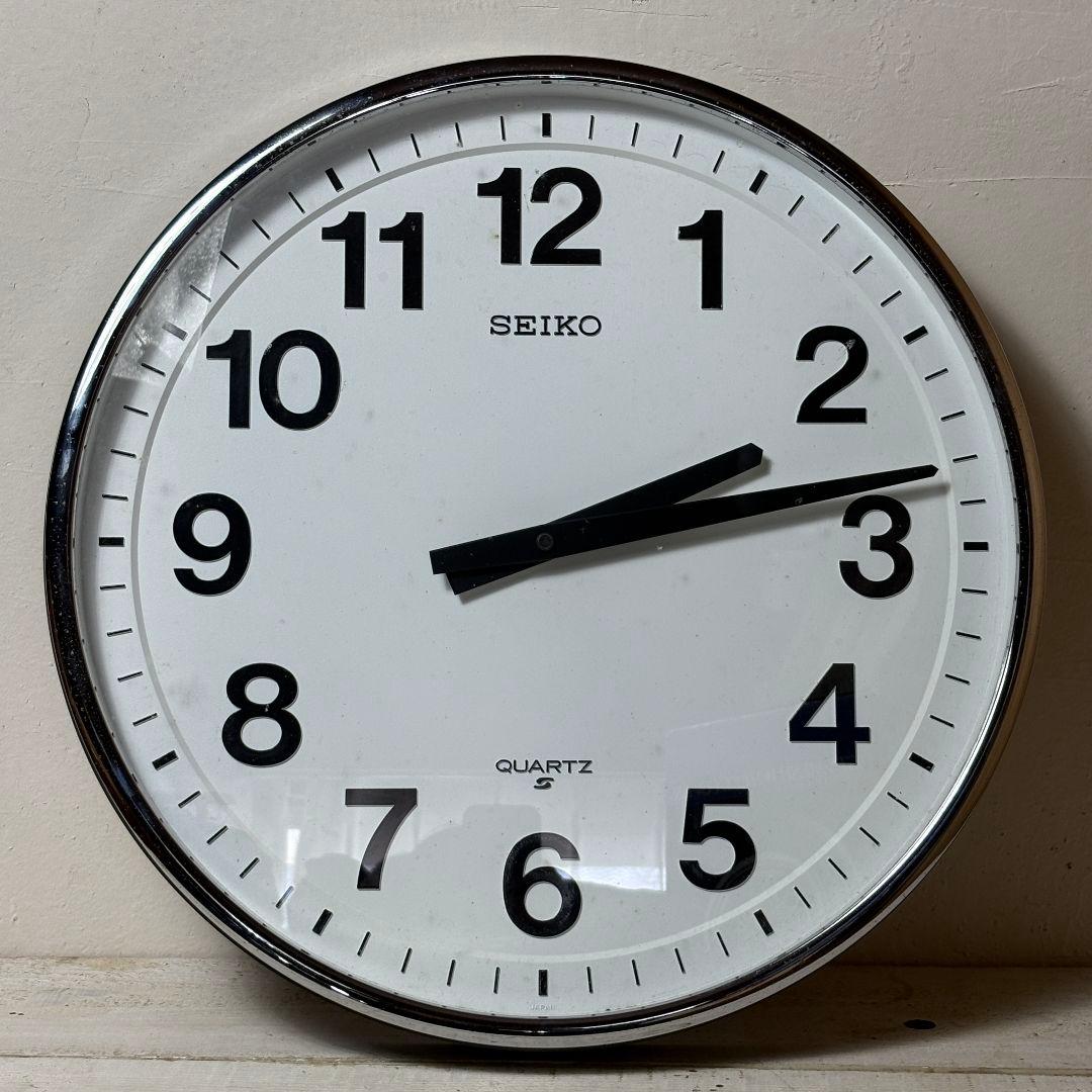 SEIKO 掛時計 クォーツ 学校時計 QE301N 大型直径50cm 動作確認