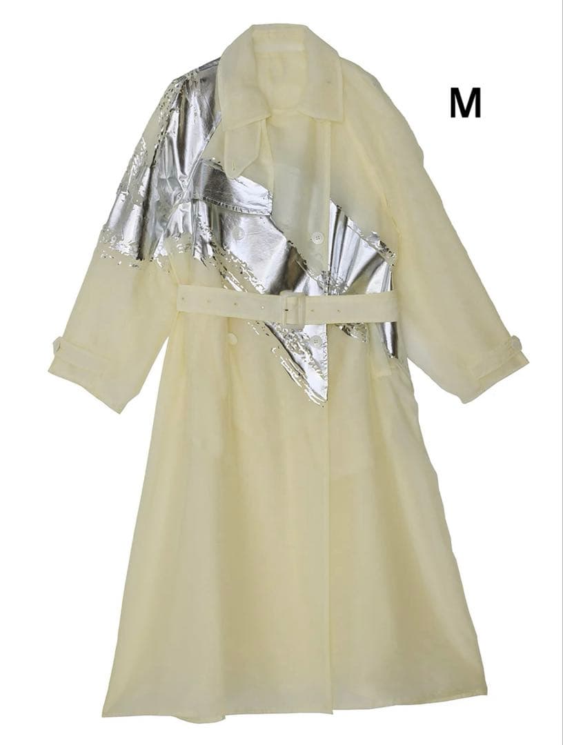 ジャケット・アウター AMERI FOIL PAINTING SHEER TRENCH COAT