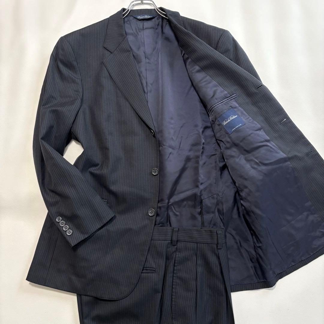 美品 ブルックスブラザーズ XLサイズ スーツ セットアップ ストライプ 紺色