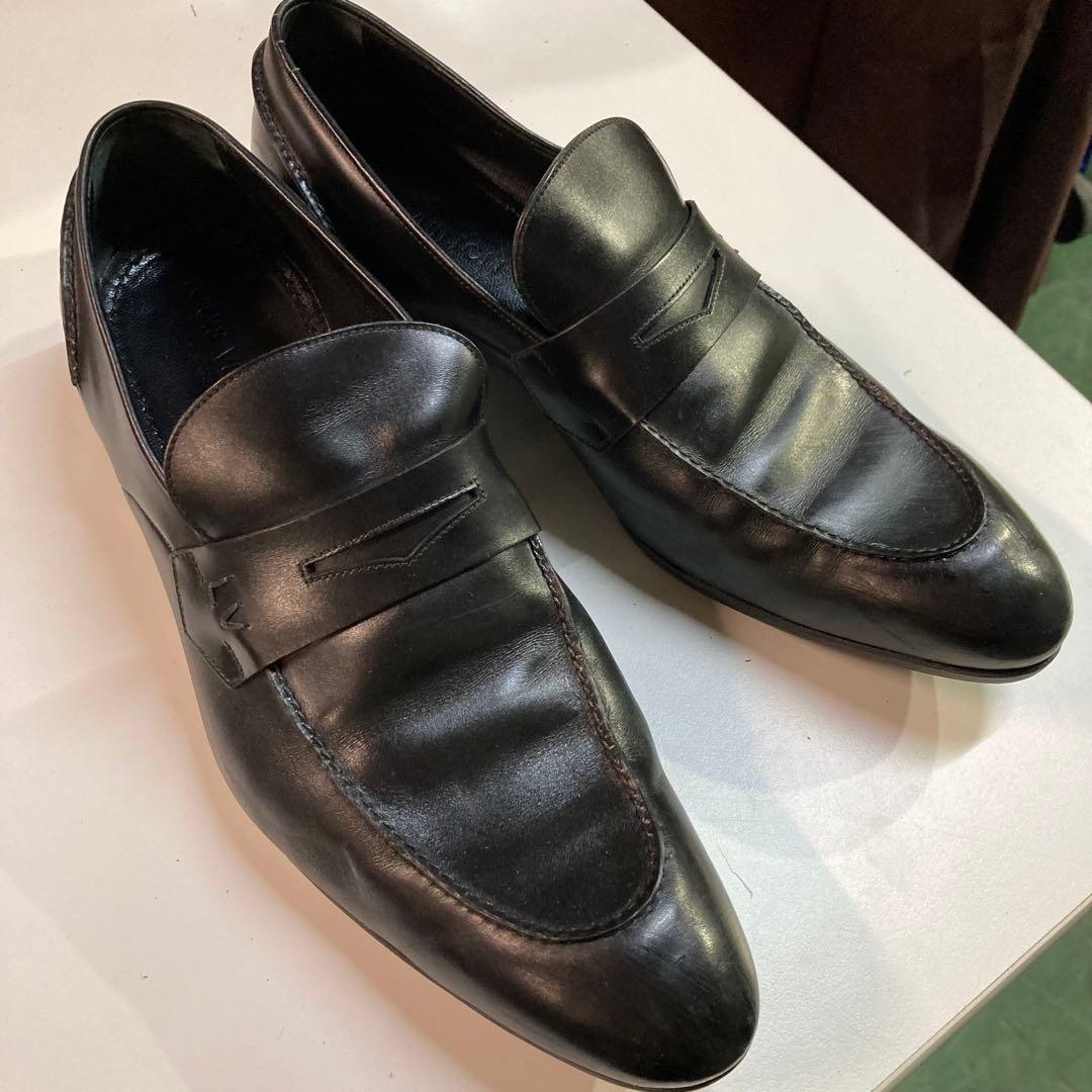し*ら様 LOUIS VUITTON 靴 27.5cm ブラック レザー 革靴