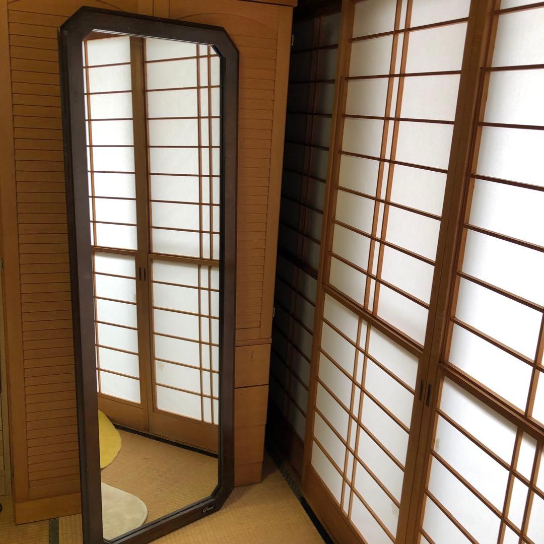 アンティーク　姿見　全身鏡　全長162cm立て掛け　GRAND 木　重量約8kg