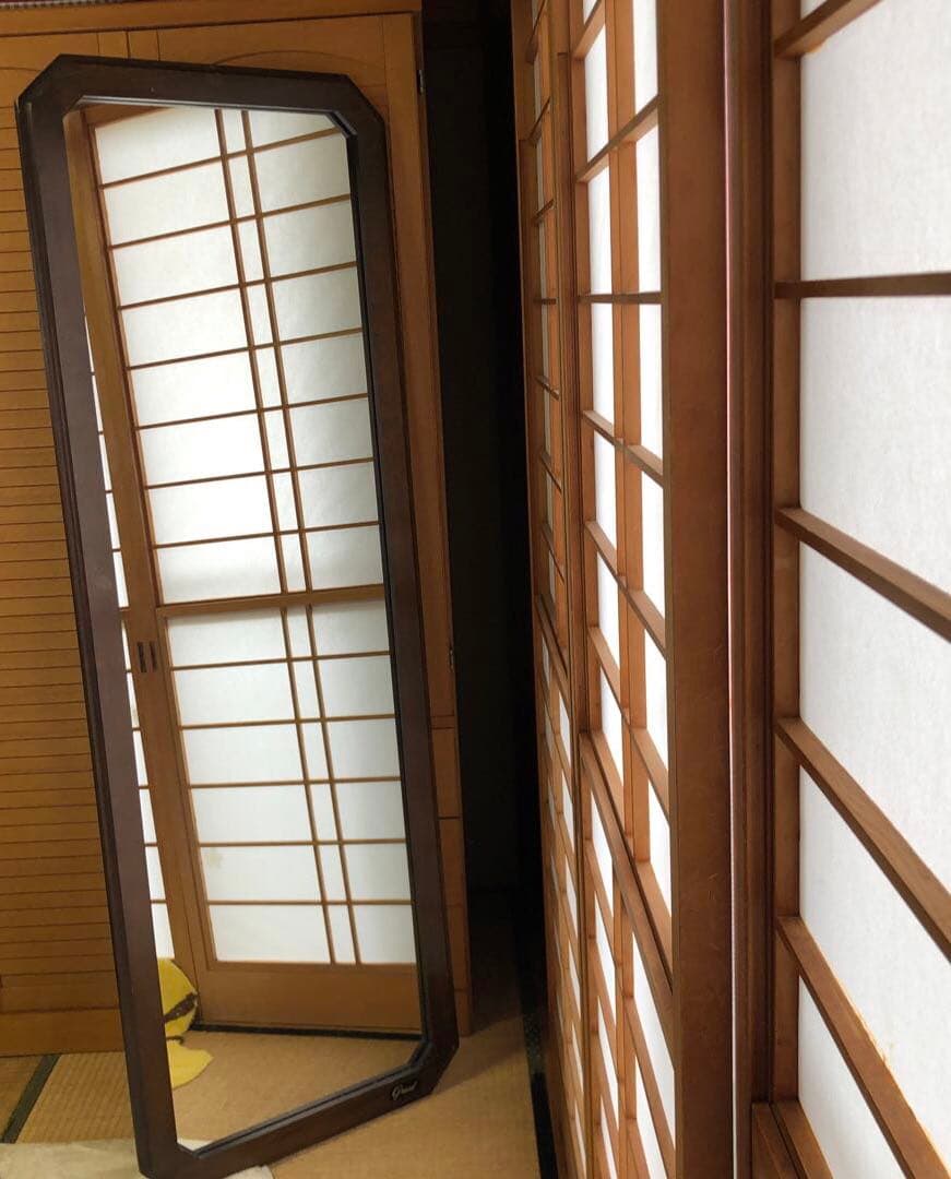 アンティーク　姿見　全身鏡　全長162cm立て掛け　GRAND 木　重量約8kg