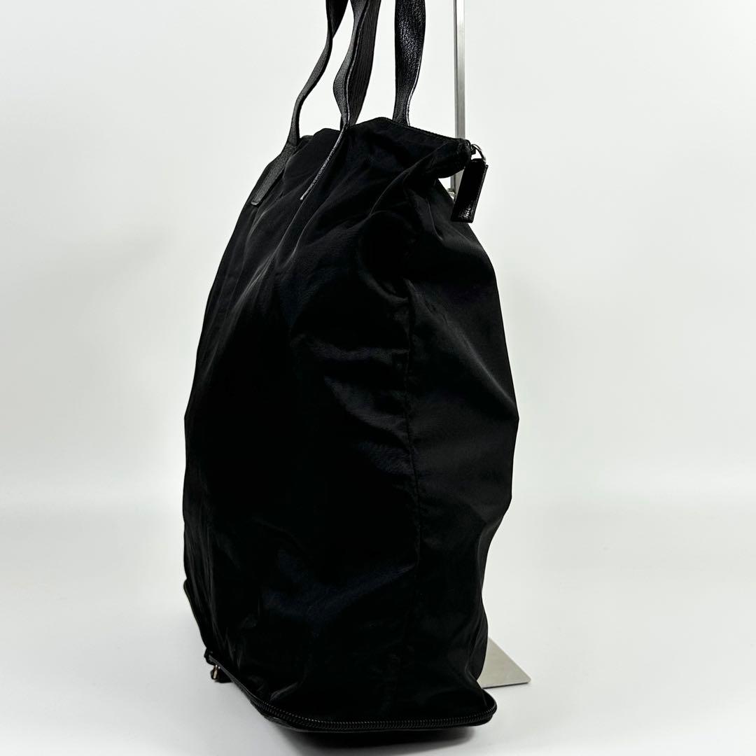 美品 PRADA ナイロン レザー 折りたたみバッグ 黒