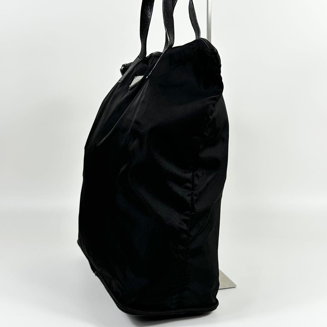 美品 PRADA ナイロン レザー 折りたたみバッグ 黒
