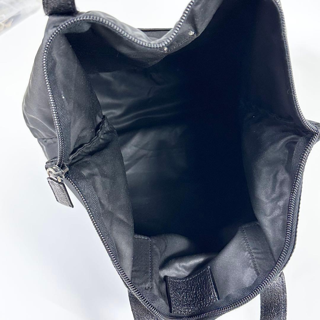 美品 PRADA ナイロン レザー 折りたたみバッグ 黒