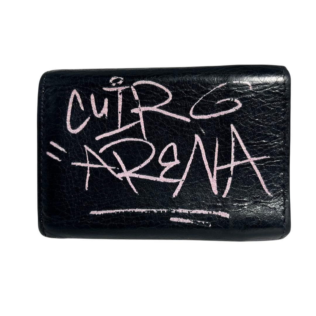 希少✨バレンシアガ ペーパーミニウォレット グラフィティ レザー ブラック
