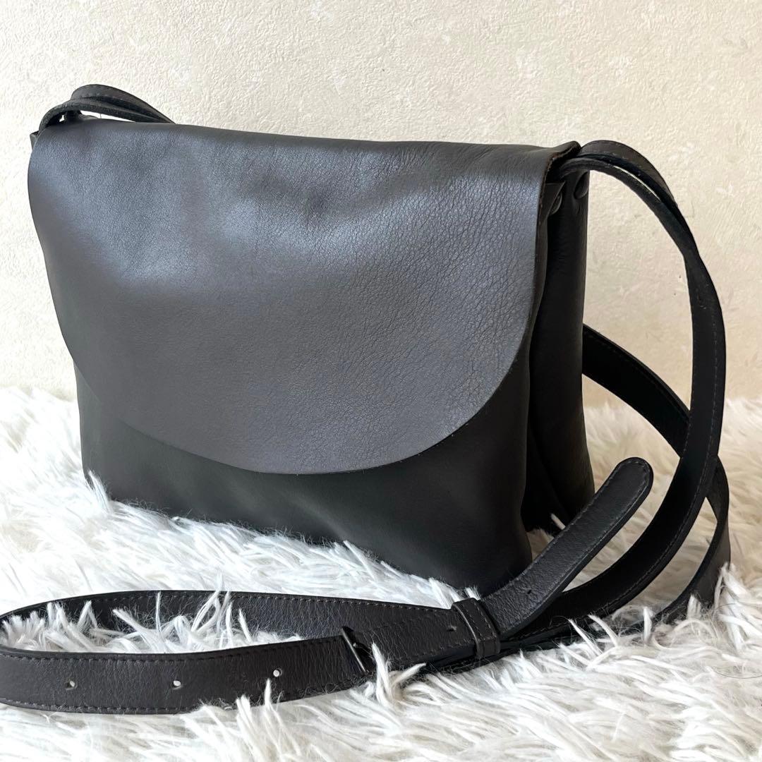 JURGEN LEHL ヨーガンレール レザー ショルダーバッグ　ダークグレー