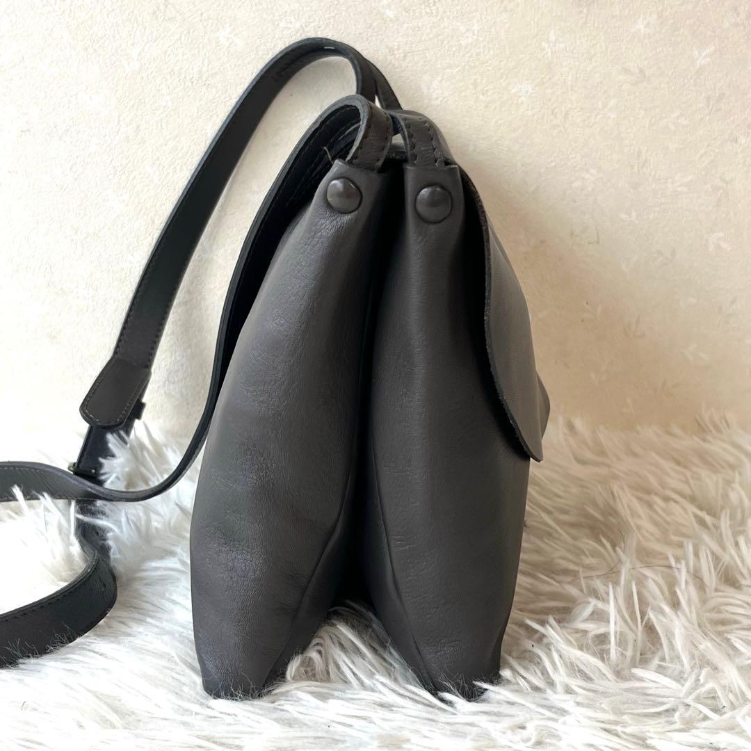 JURGEN LEHL ヨーガンレール レザー ショルダーバッグ　ダークグレー