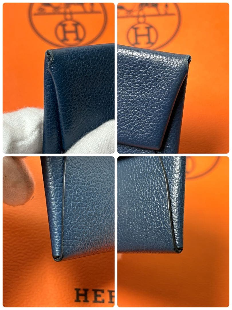 エルメス　HERMES ケース　バスティア　ネイビー　小銭入れ