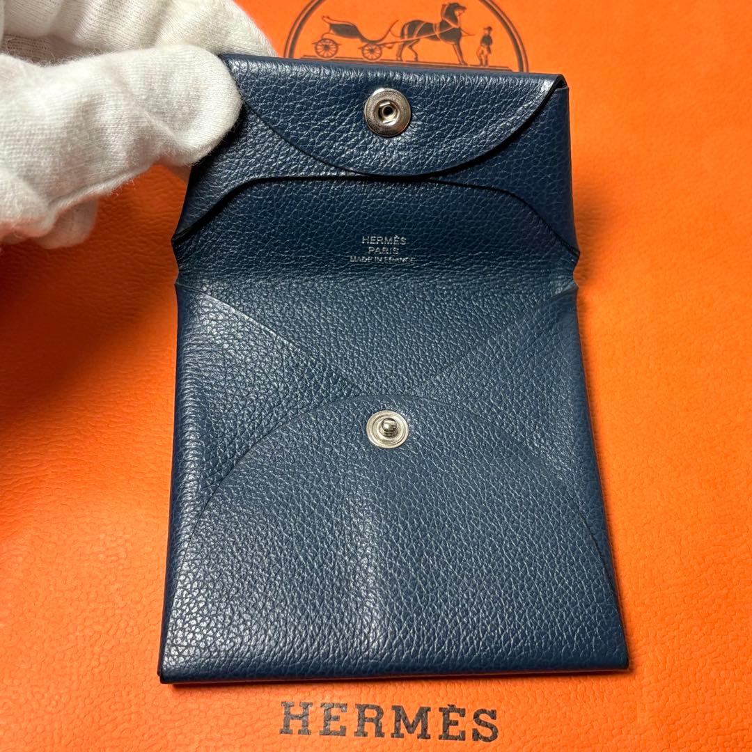 エルメス　HERMES ケース　バスティア　ネイビー　小銭入れ