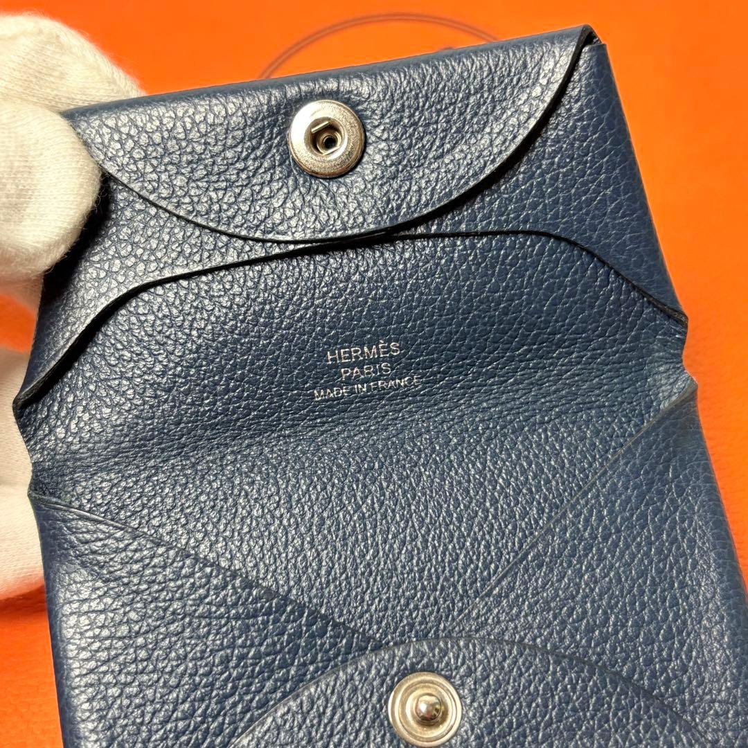 エルメス　HERMES ケース　バスティア　ネイビー　小銭入れ