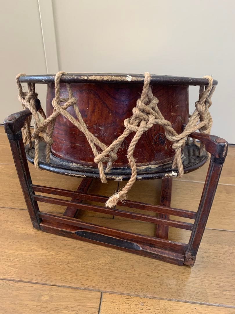 和楽器　和太鼓　締太鼓 　現状品　W36.5cm しめ太鼓 台座 バチ セット
