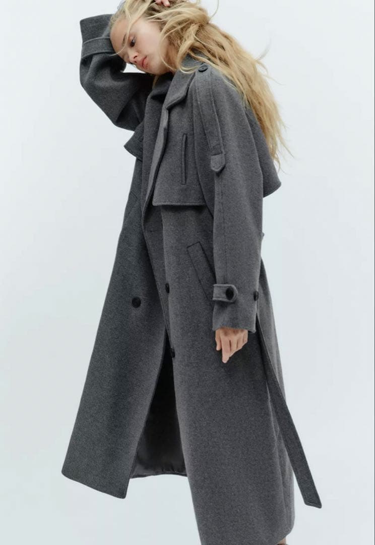 ★新品タグ付き★ ZARA ウール ダブルブレストコート L