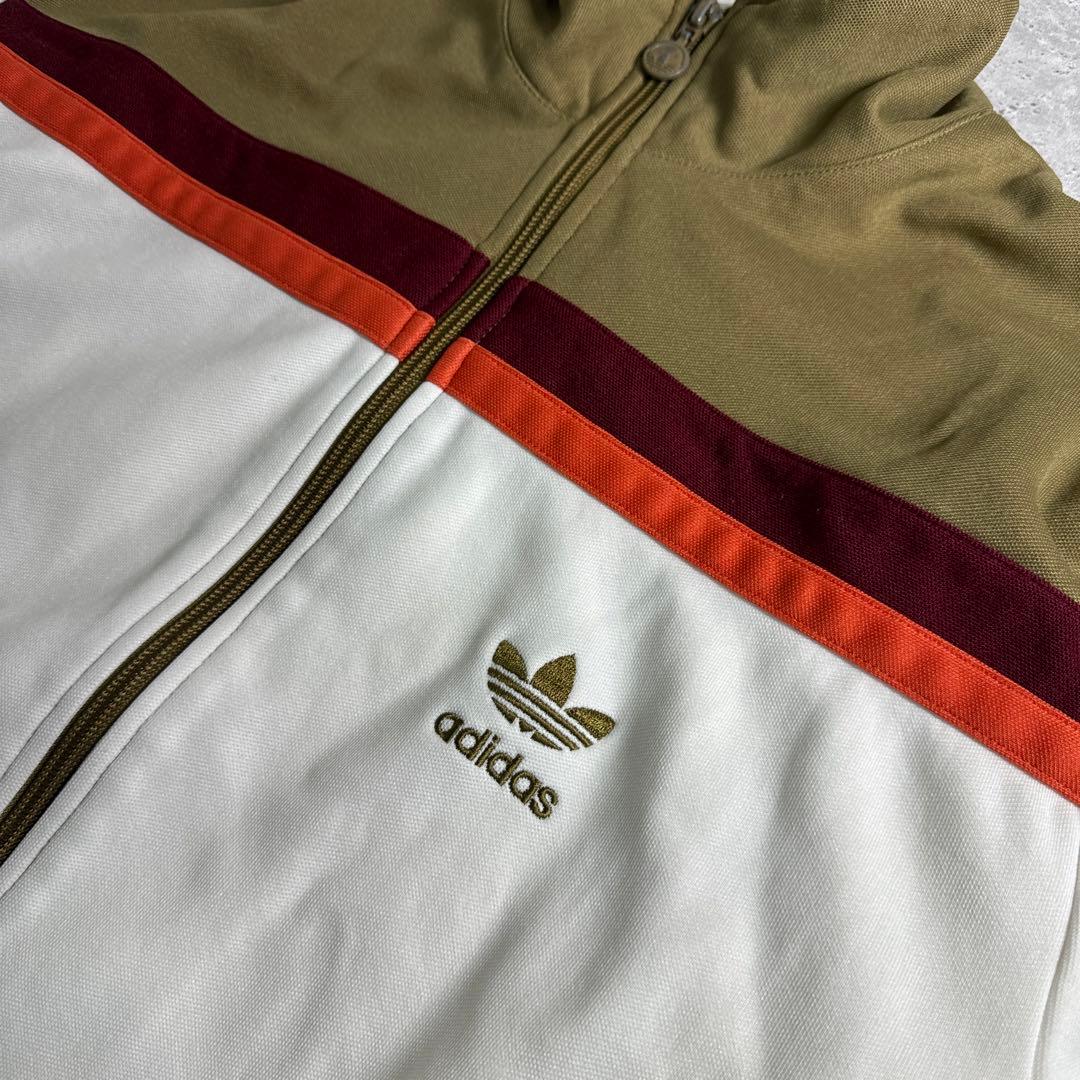【希少】adidas 90s トラックジャケット 銀タグ ベージュ ホワイト L