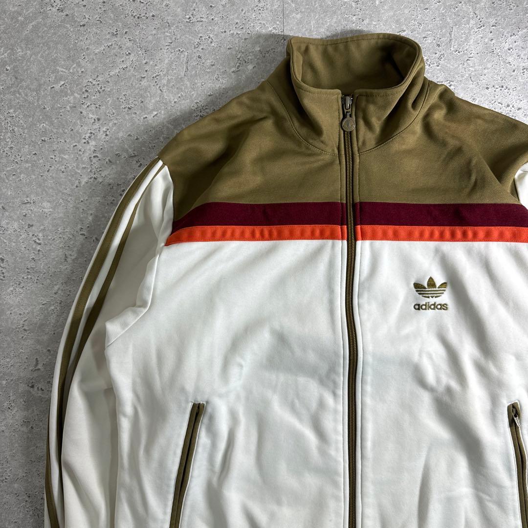 【希少】adidas 90s トラックジャケット 銀タグ ベージュ ホワイト L