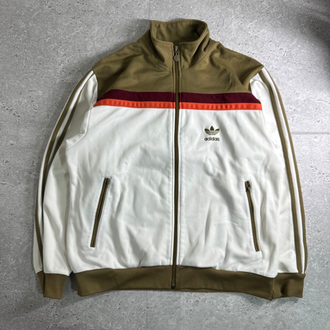 【希少】adidas 90s トラックジャケット 銀タグ ベージュ ホワイト L