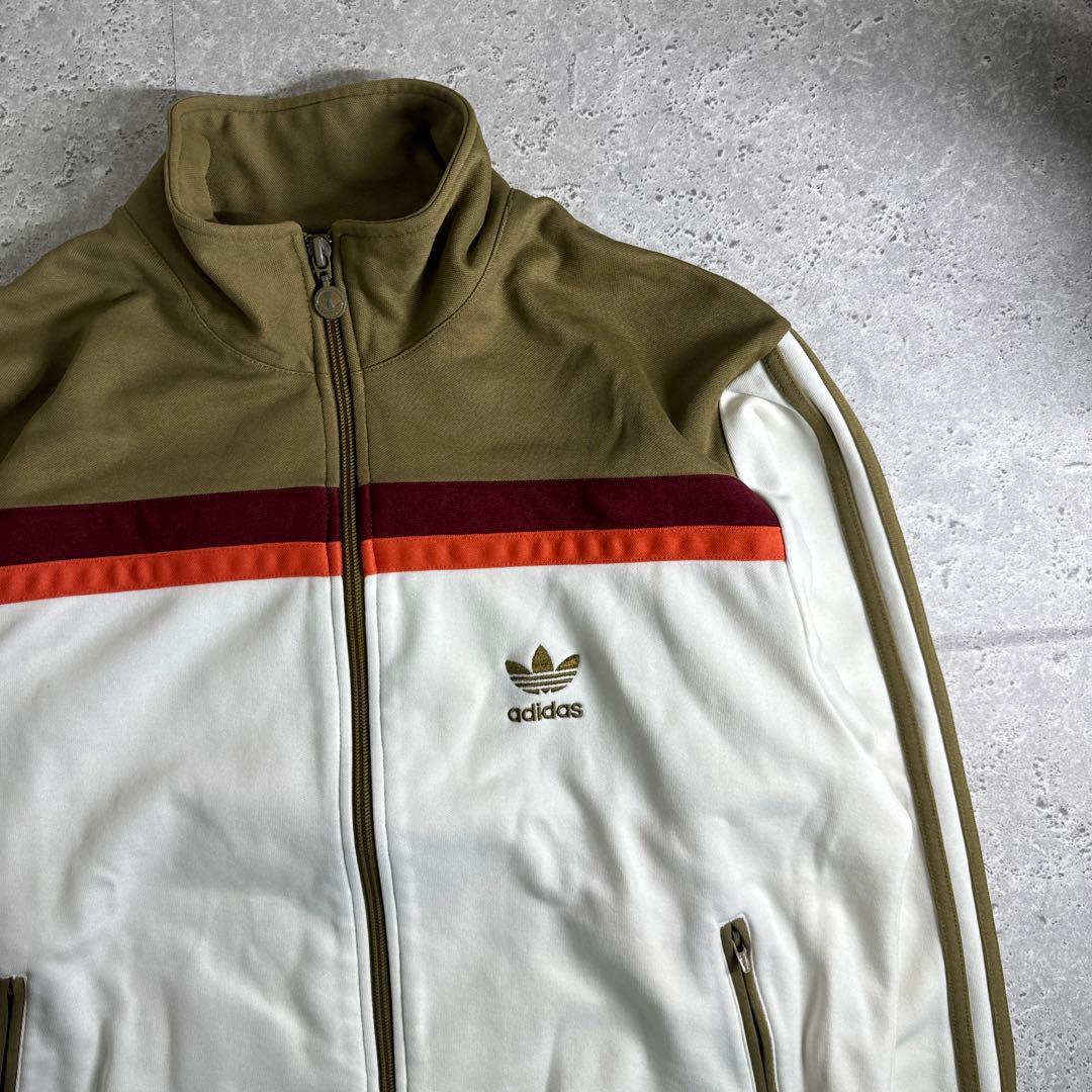 【希少】adidas 90s トラックジャケット 銀タグ ベージュ ホワイト L